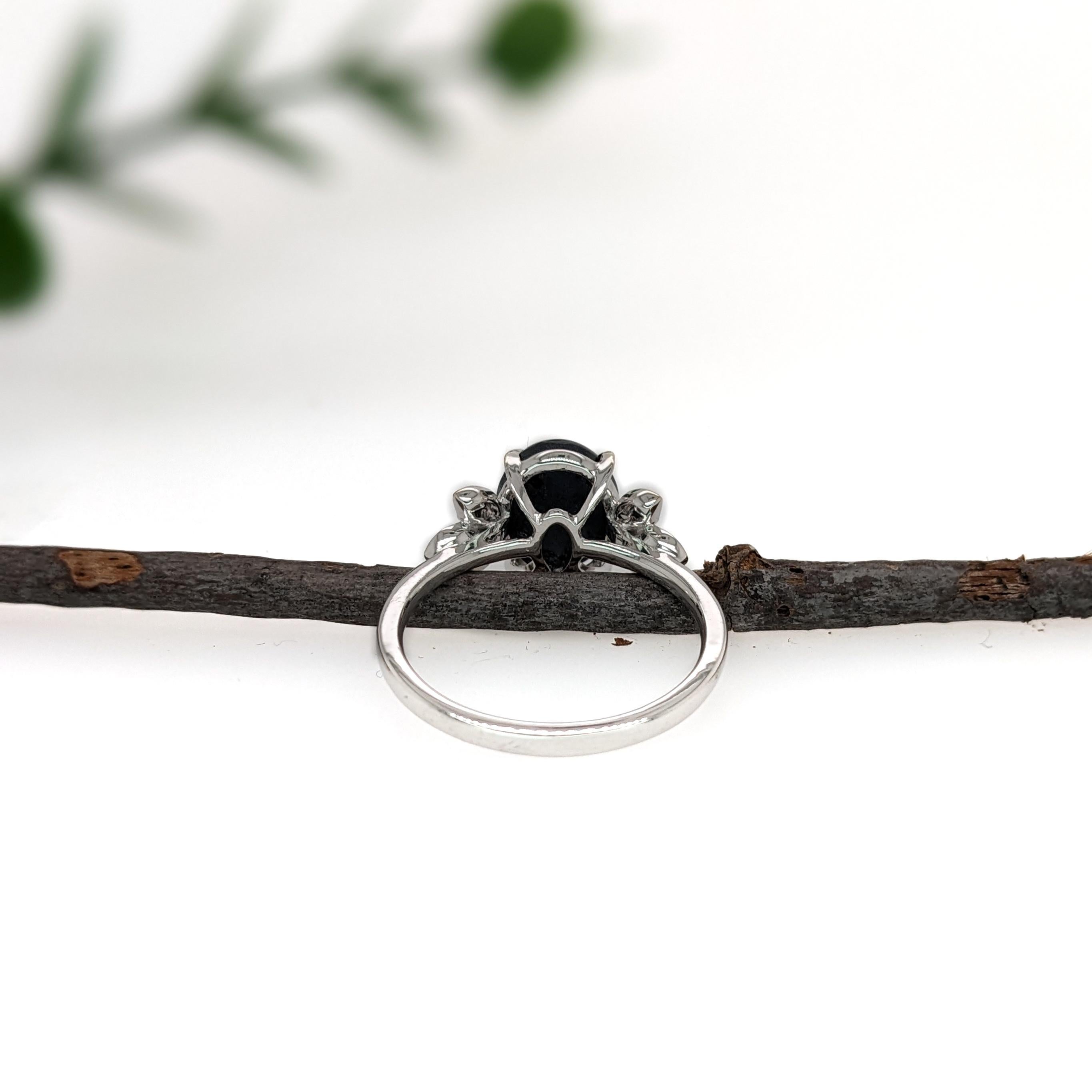 3.65ct Star Sapphire Ring w Earth Mined Diamonds in Solid 14K White Gold OV 10x8 1