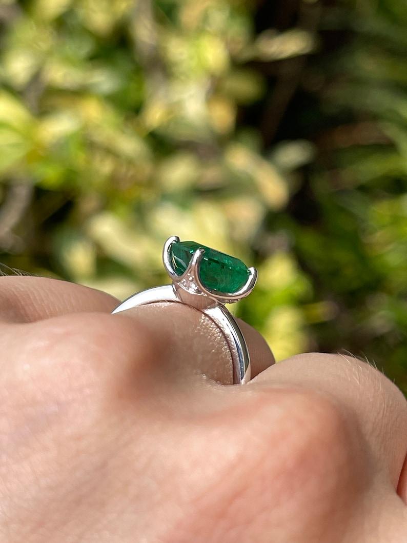 Women's 3.65tcw 14K Asscher Cut Emerald & Diamond Ring - Rich Green Hidden Accents For Sale