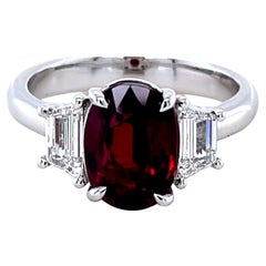 3.66 Carat CDC Certified "Pidgeon Blood" Ruby & Diamond Ring in Platinum