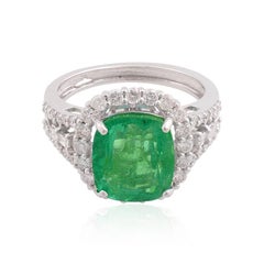 3.66 Carat Emerald Diamond 10 Karat Gold Ring