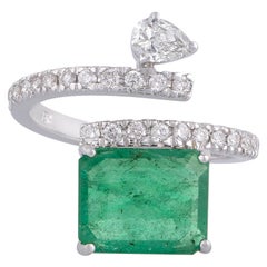 3.66 Carat Emerald Diamond 18 Karat Gold Ring