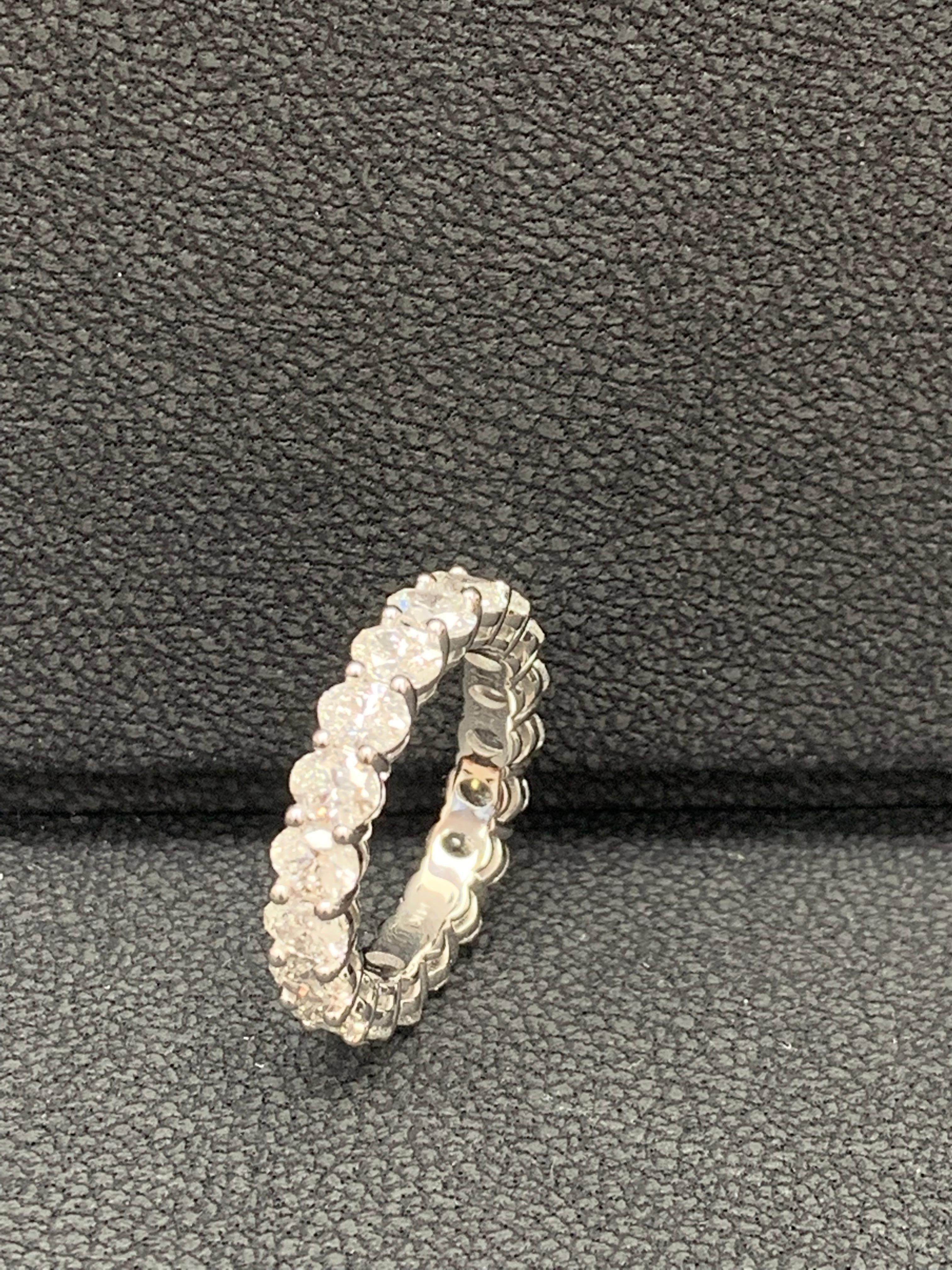 3.66 Carat Oval Cut Diamond Eternity Wedding Band in 14K White Gold For Sale 6