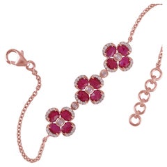 3.66 Carat Ruby and Diamond bracelet in 18k Yellow Gold