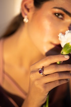 3.66 Carat Three Stone Pink Sapphire and Diamond Ring in 18K White Gold