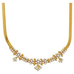 3.66 Carat Total Weight Round Diamond 22 Karat Yellow Gold Necklace