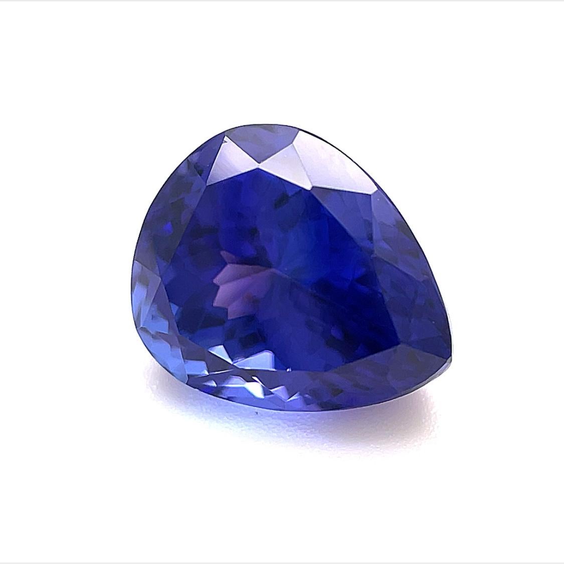 Pear Cut 3.66 Carat Unset Loose Pear Shaped Unmounted Tanzanite Gemstone For Sale