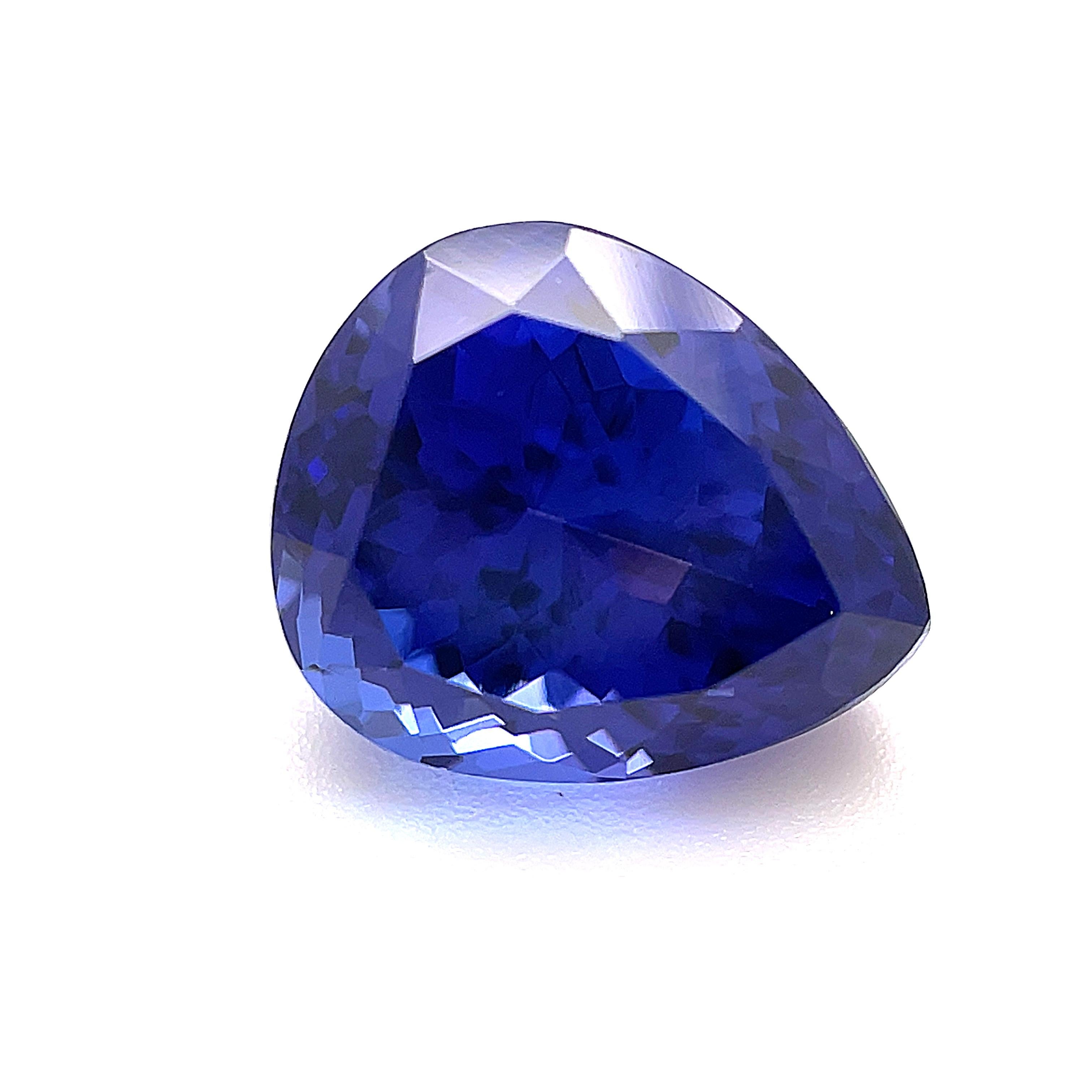 3.66 Carat Unset Loose Pear Shaped Unmounted Tanzanite Gemstone In New Condition For Sale In Los Angeles, CA