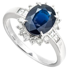 3.66 Ct Natural Sapphire and 0.63 Ct Natural Diamonds Ring