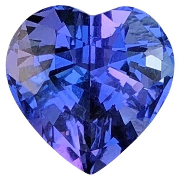3.66 Cts Natural Tanzanite Gemstone Heart cut Blue color eye clean clarity.