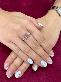 3.66 Cts Peach Pink Morganite & Diamond Cocktail Ring. Stunning!