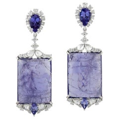 Orecchini in oro 18 carati con diamante tanzanite da 36,63 carati