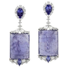 36.63 Carat Tanzanite Diamond 18 Karat Gold Earrings