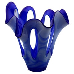 Large Midcentury Sculptural Glass Vase