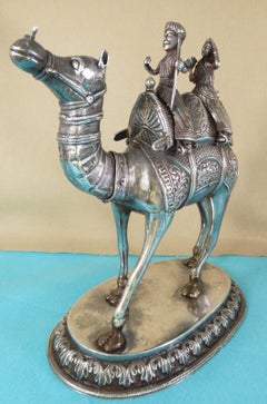 Magnificent Antique Colonial Indian Silver Camel with Riders, circa 1880