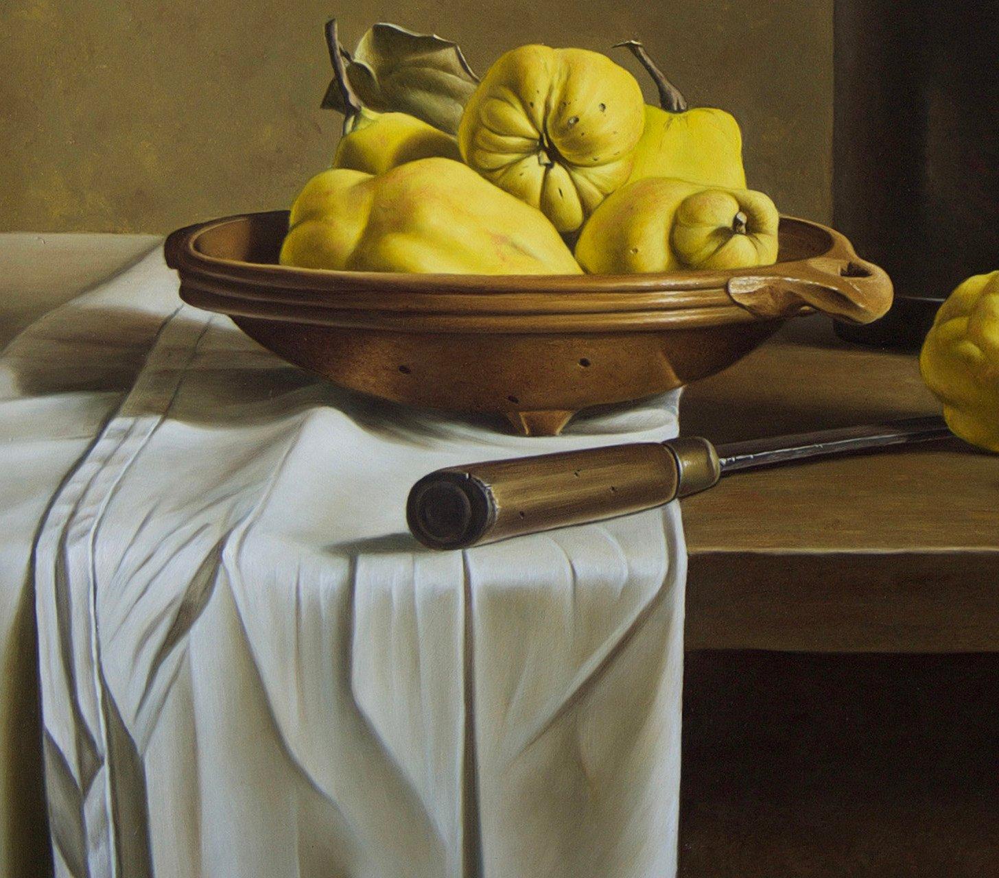 Still Life with Quinces - Black Still-Life Painting by Stefaan Eyckmans