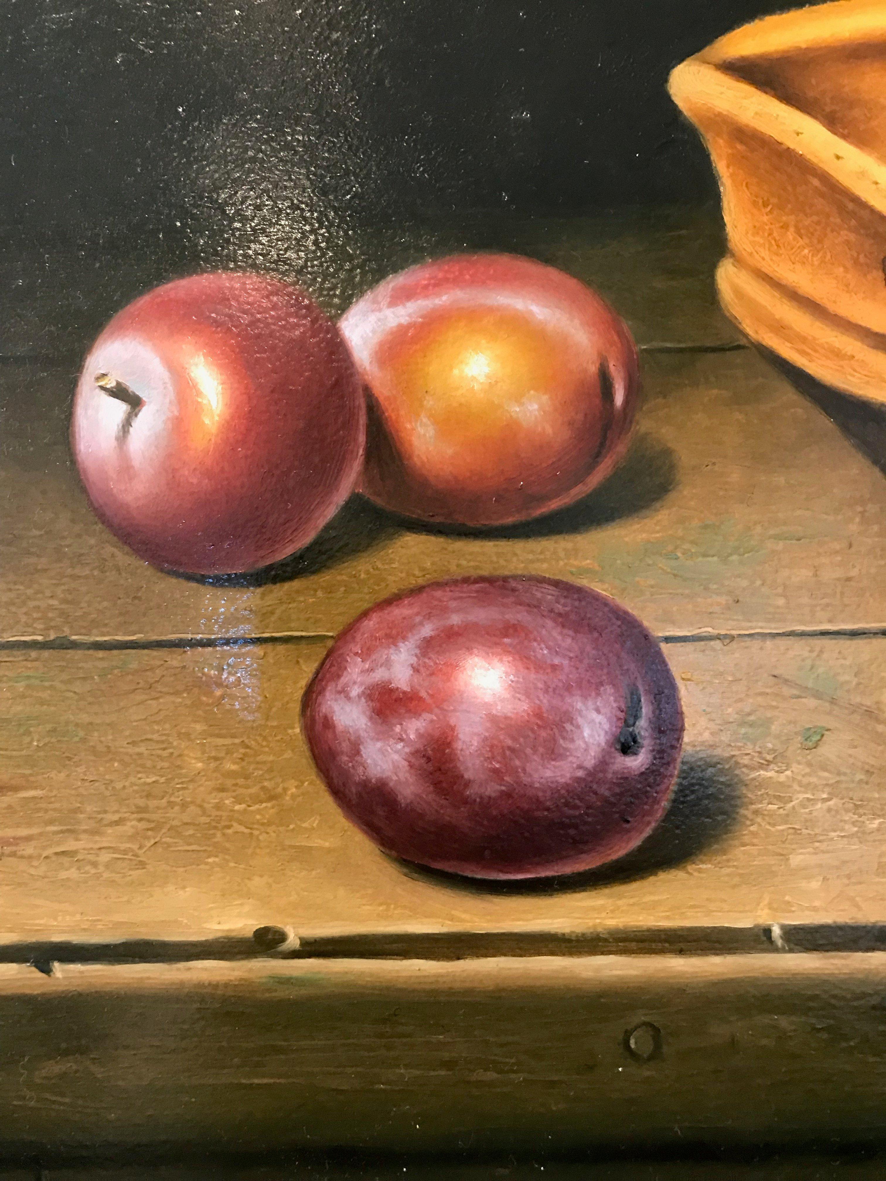 Still Life with Plums - Brown Still-Life Painting by Stefaan Eyckmans