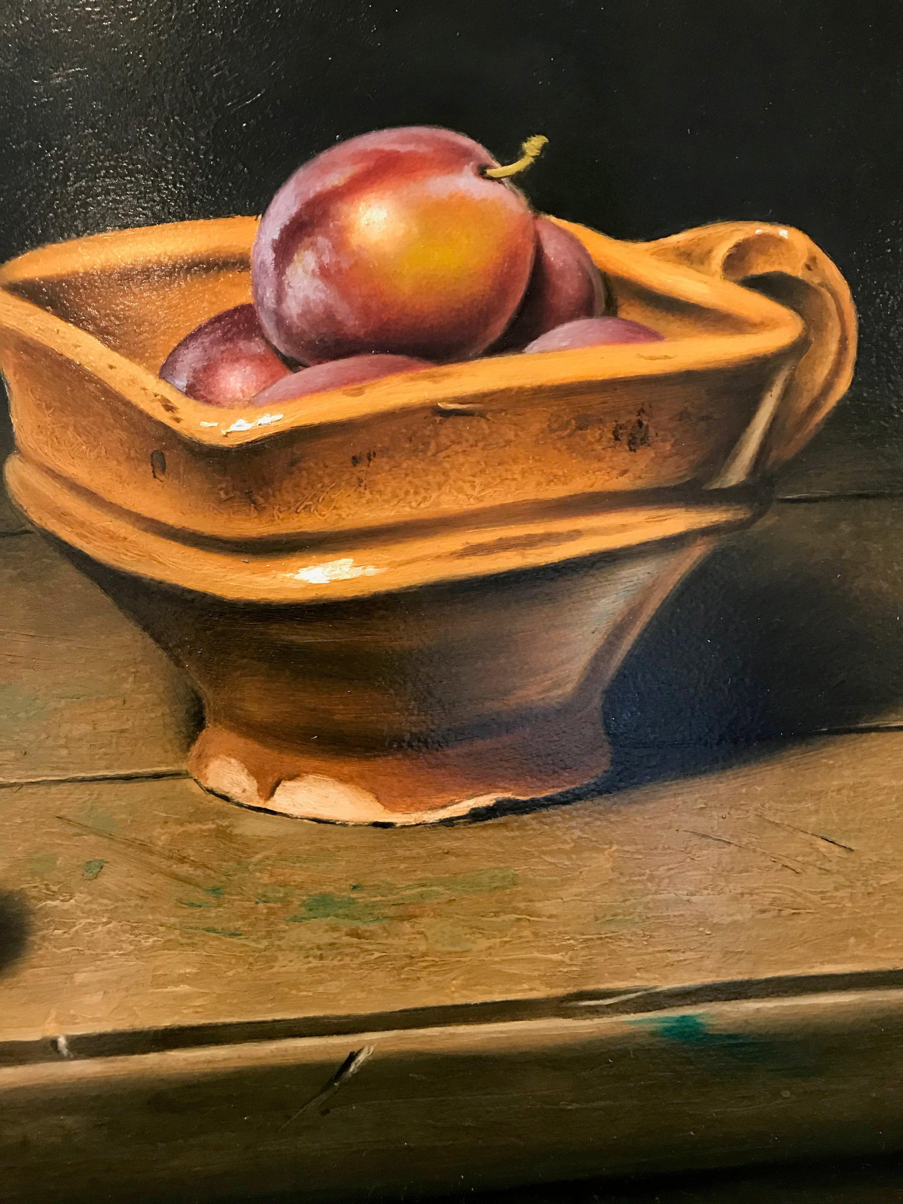 Still Life with Plums - Realist Painting by Stefaan Eyckmans