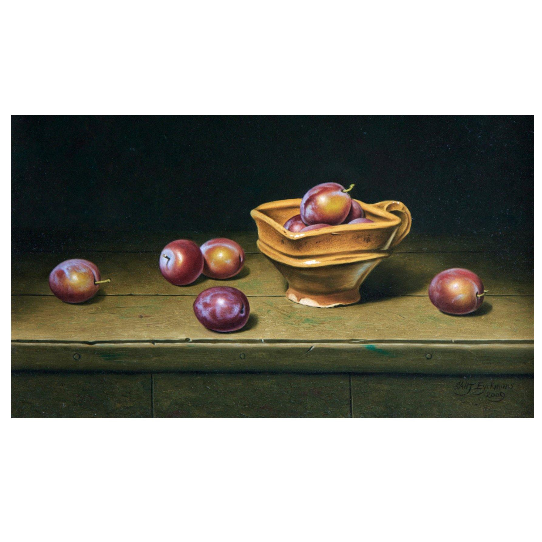 Still Life with Plums - Painting by Stefaan Eyckmans