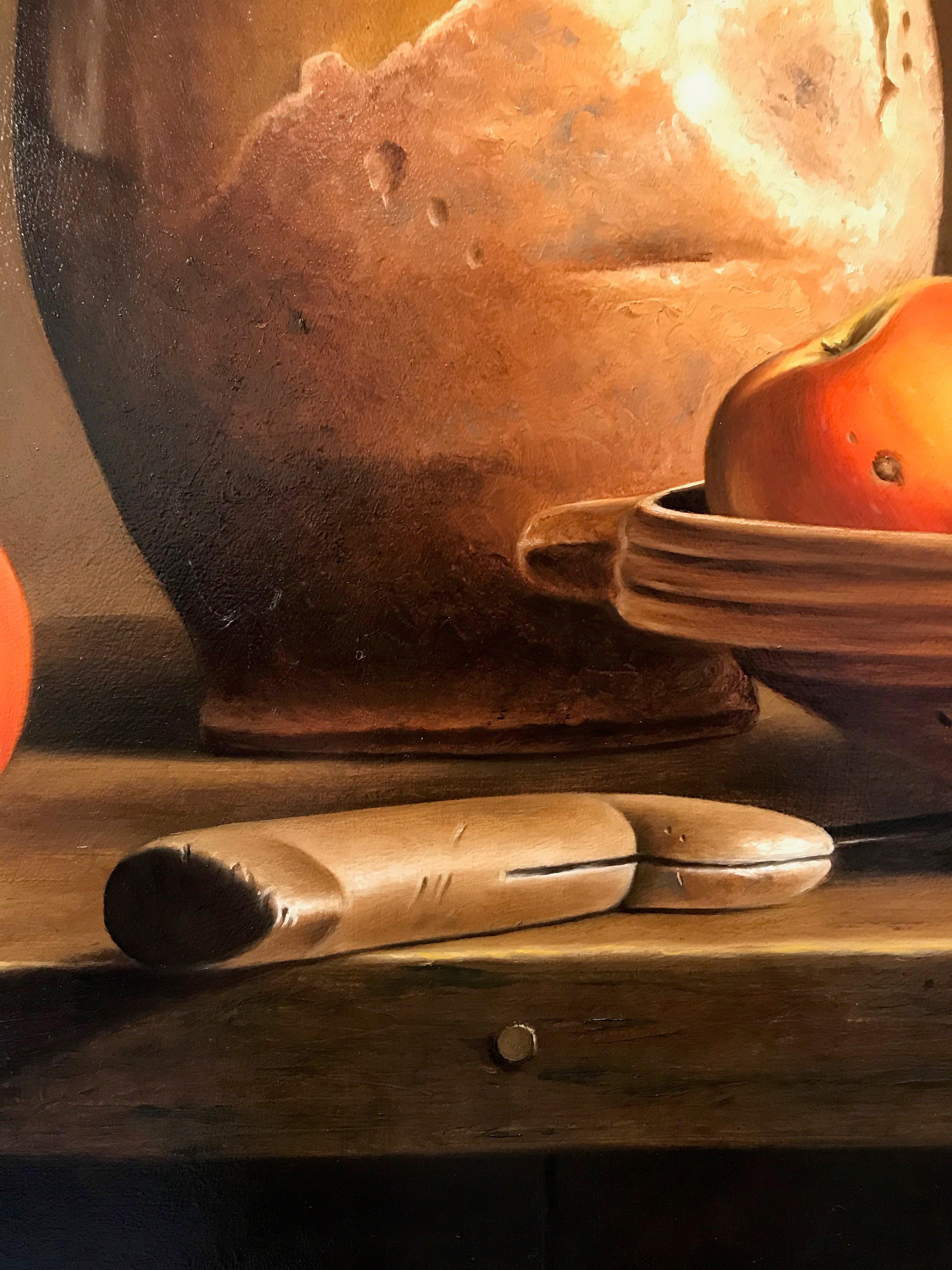 Apples and Pears - Black Still-Life Painting by Stefaan Eyckmans