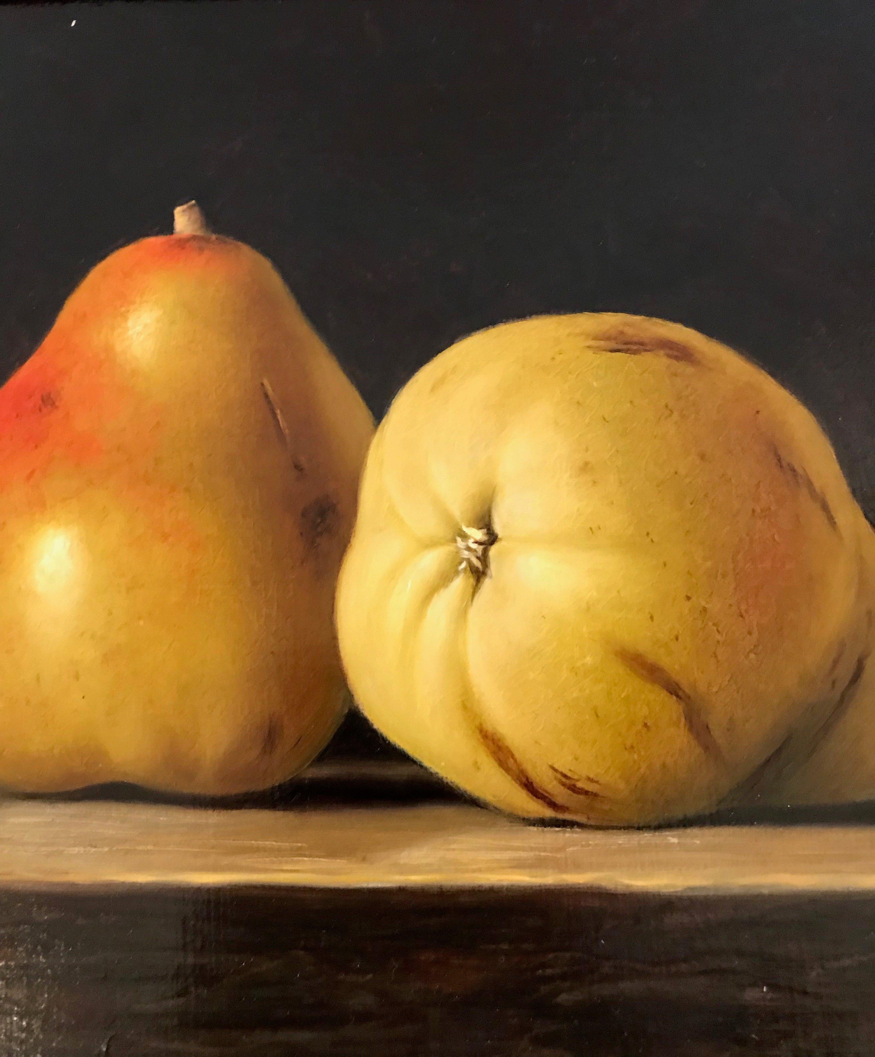 Three Pears - Black Still-Life Painting by Stefaan Eyckmans