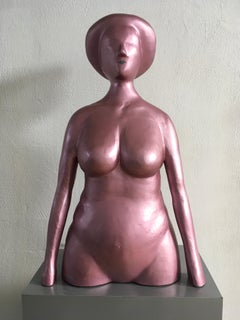 1980 Ugo La Pietra Figurative Portrait Pink Laquered Aluminum 