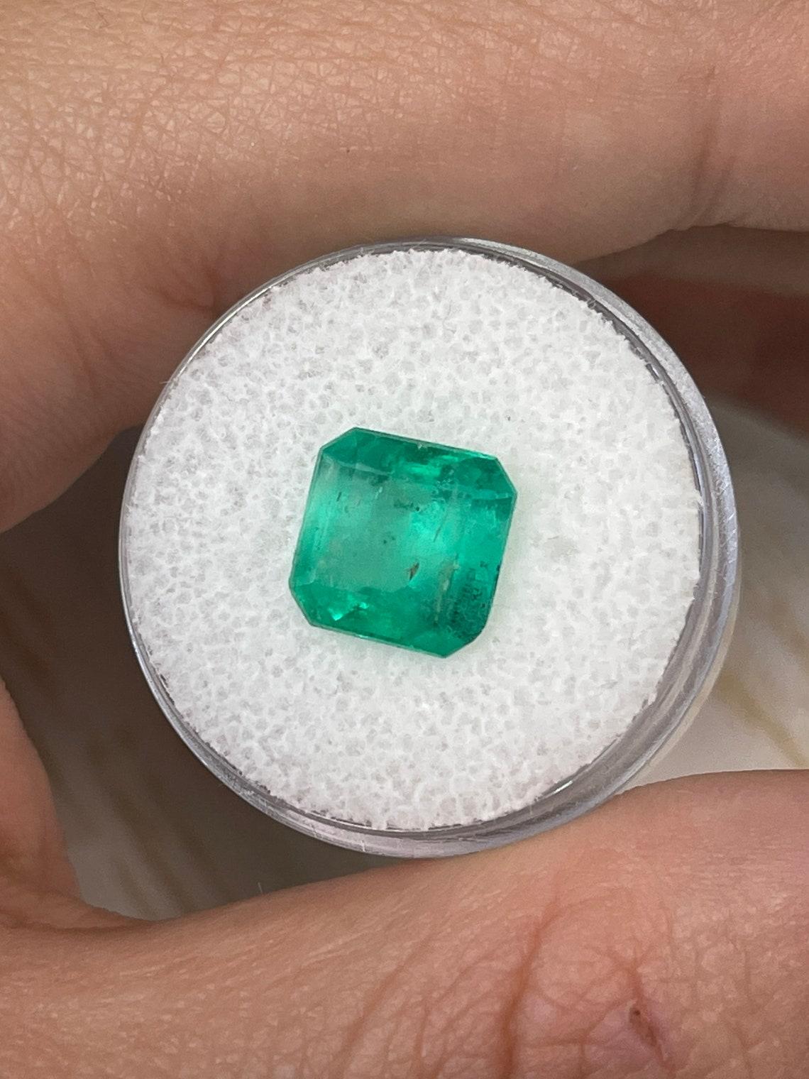 3.66ct Freckled Muzo Green Colombian Emerald Asscher Cut Genuine May Birthstone In New Condition For Sale In Jupiter, FL