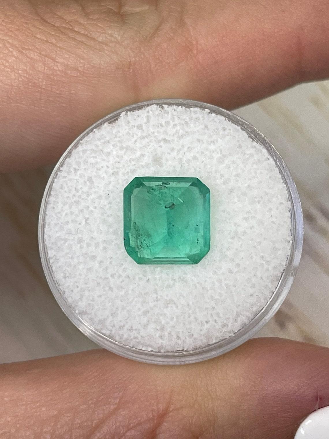3.66ct Freckled Muzo Green Colombian Emerald Asscher Cut Genuine May Birthstone For Sale 3