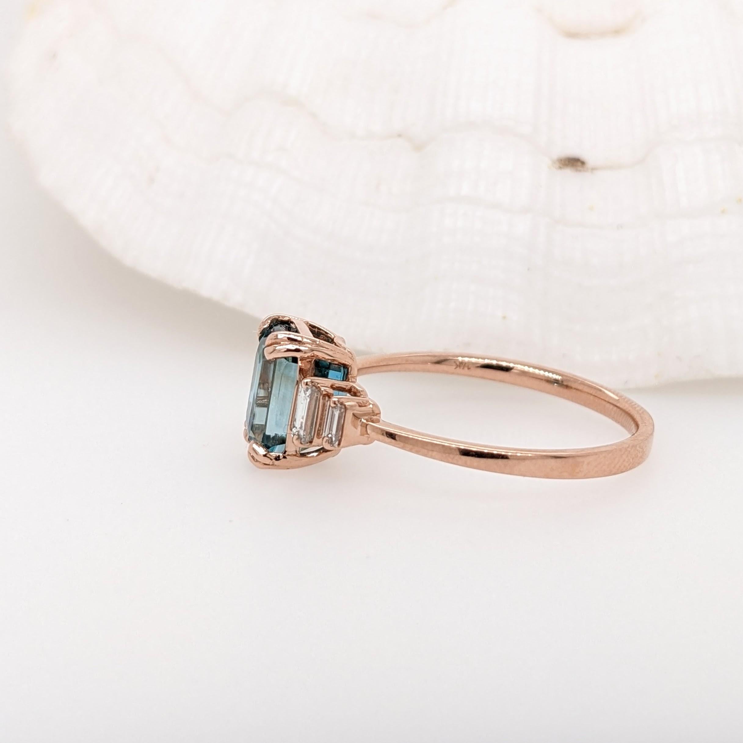3,66 Karat Zirkon-Ring mit Diamant-Akzenten aus 14K Roségold im Smaragdschliff 8,5x6 mm im Zustand „Neu“ im Angebot in Columbus, OH