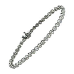 Conflict Free Diamond Bezel Tennis Bracelet 3.67 Carats in 14 Karat White Gold