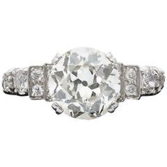 3.67 Carat European-Cut Diamond and Platinum Ring 3.67 Carat European-Cut Diamond and Platinum Ring