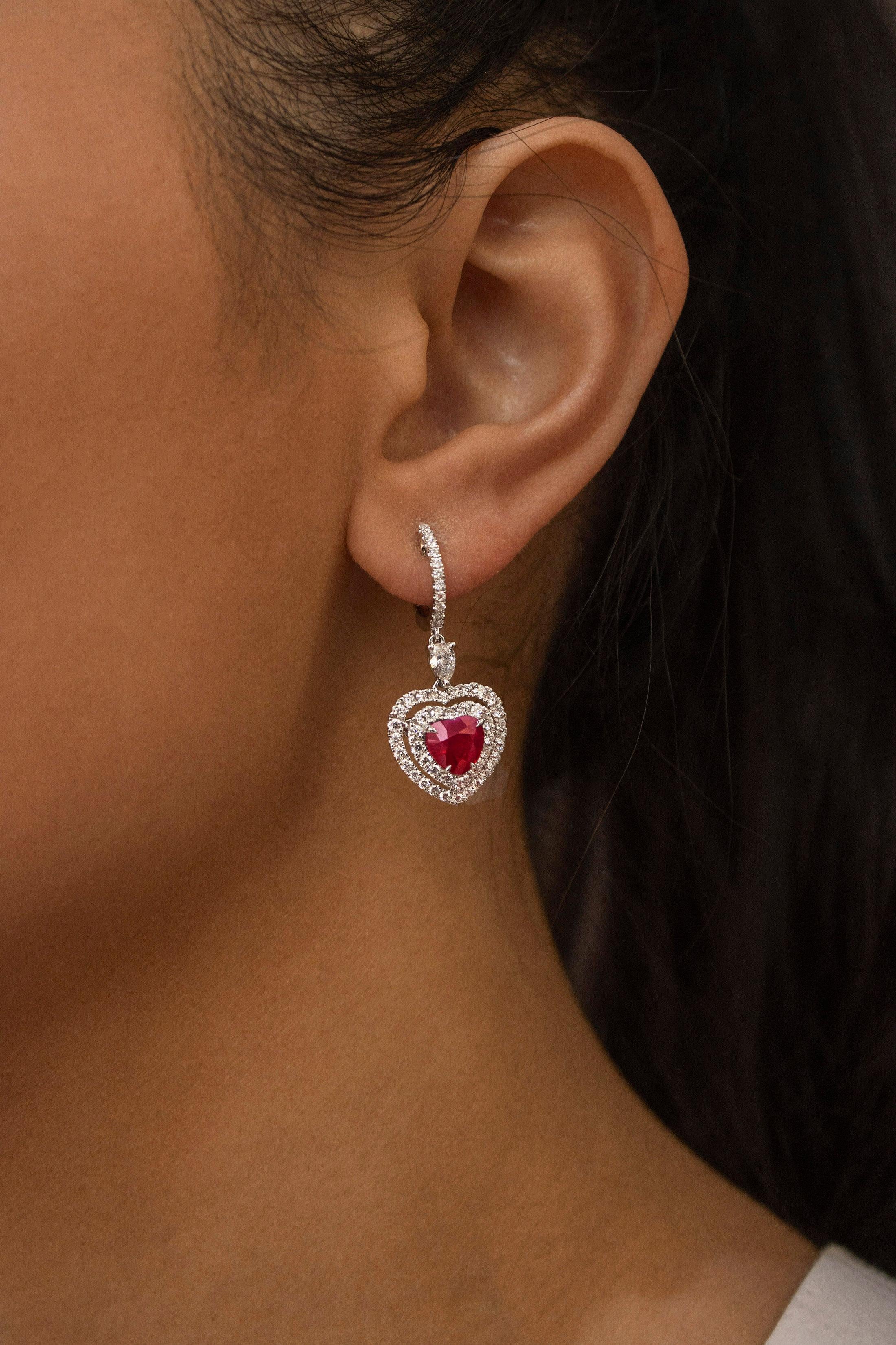 heart diamond dangle earrings