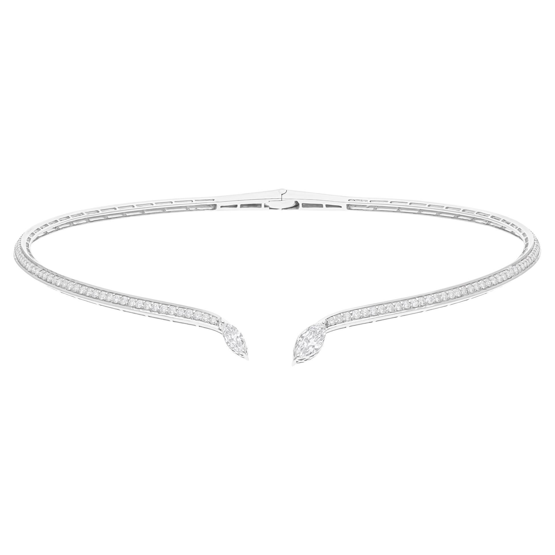 Collana girocollo con diamanti taglio brillante rotondo da 3,67 carati, oro bianco 14k in vendita 2