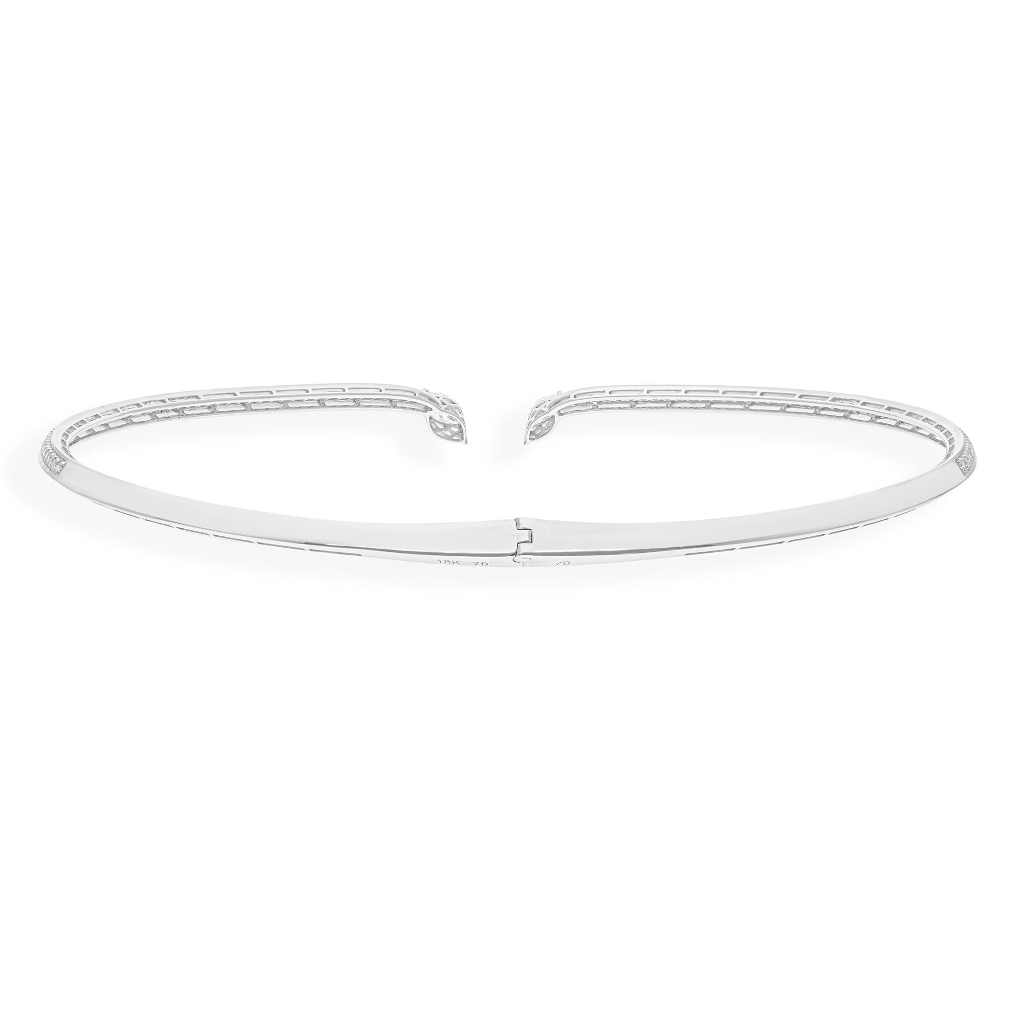 Marquise Cut 3.67 Carat Marquise Round Brilliant Cut Diamond Choker Necklace 18k White Gold For Sale