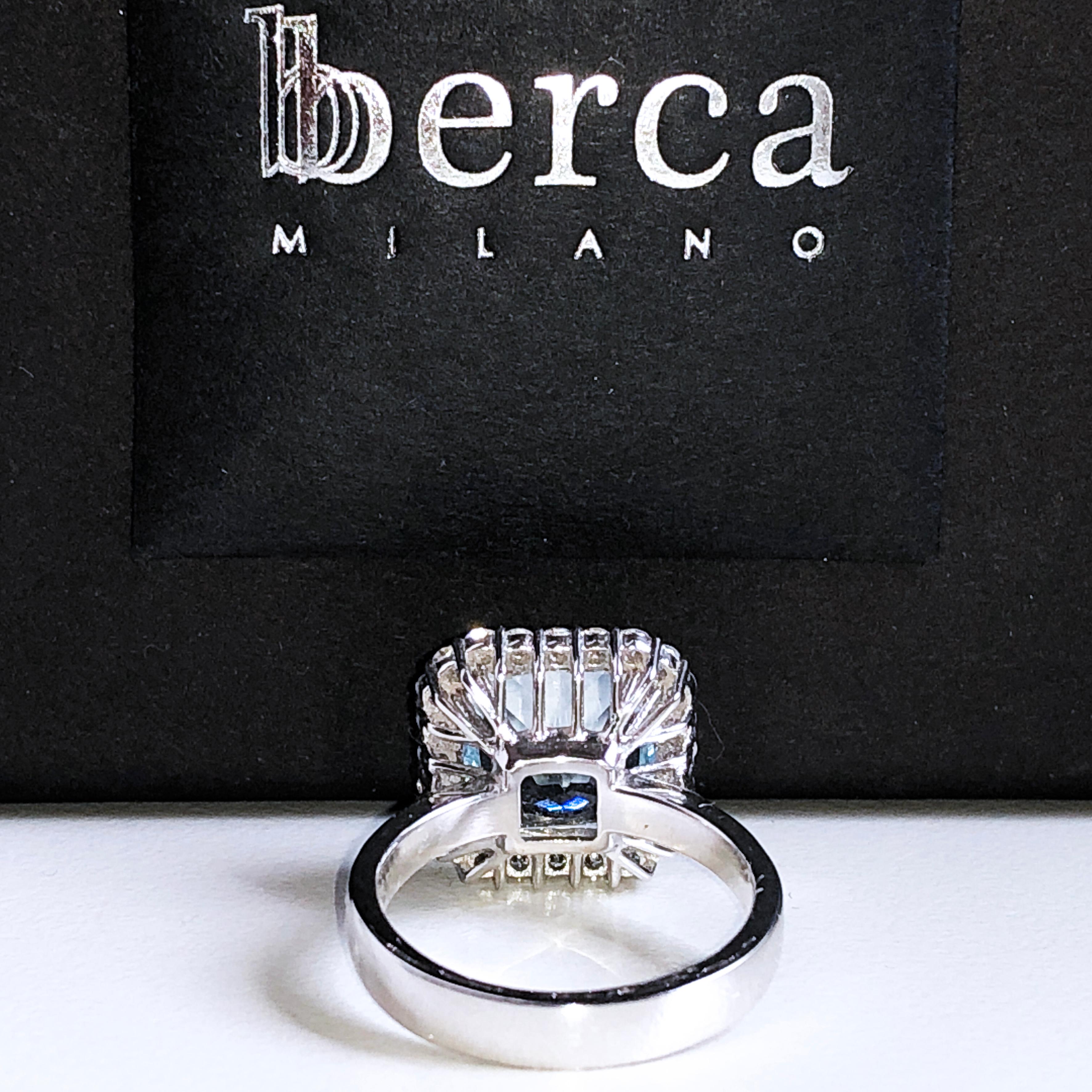 Berca 3.67Kt Natural Brazilian Aquamarine White Diamond White Gold Setting Ring 1