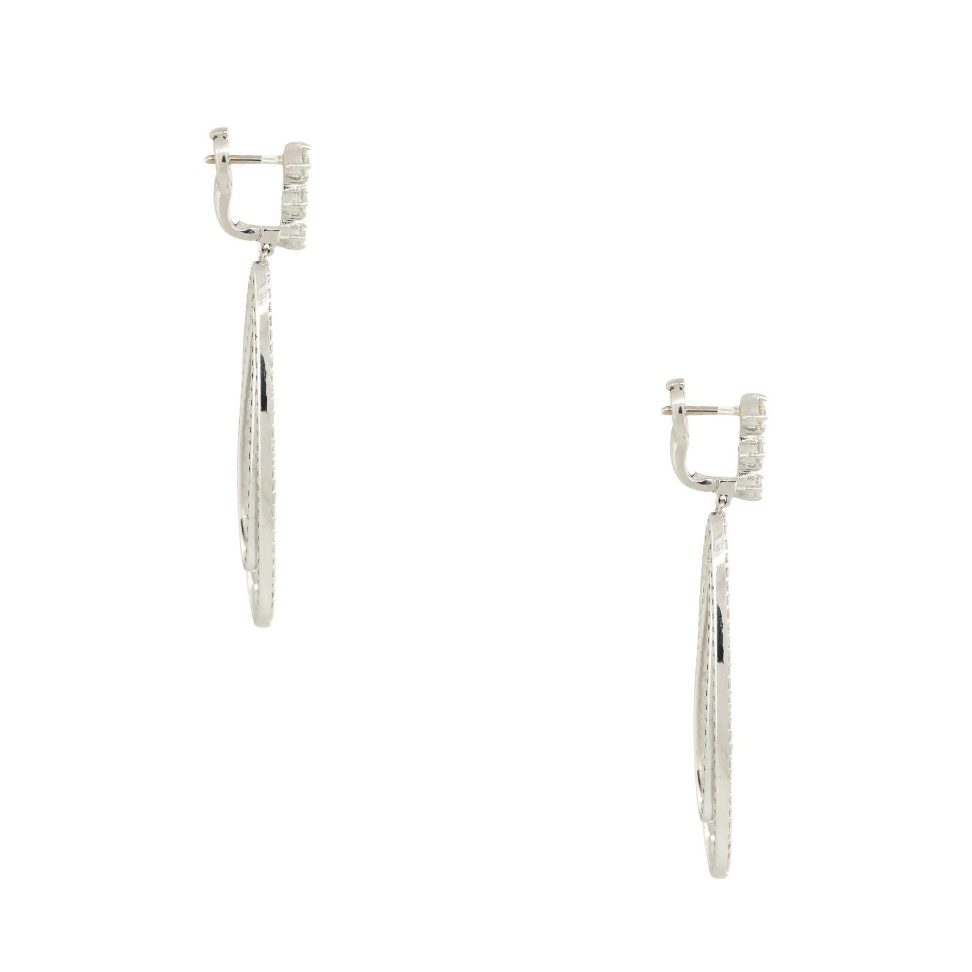 3,67 Karat Ovaler Diamant-Tropfen-Ohrringe mit doppelter Reihe 14 Karat auf Lager Damen im Angebot