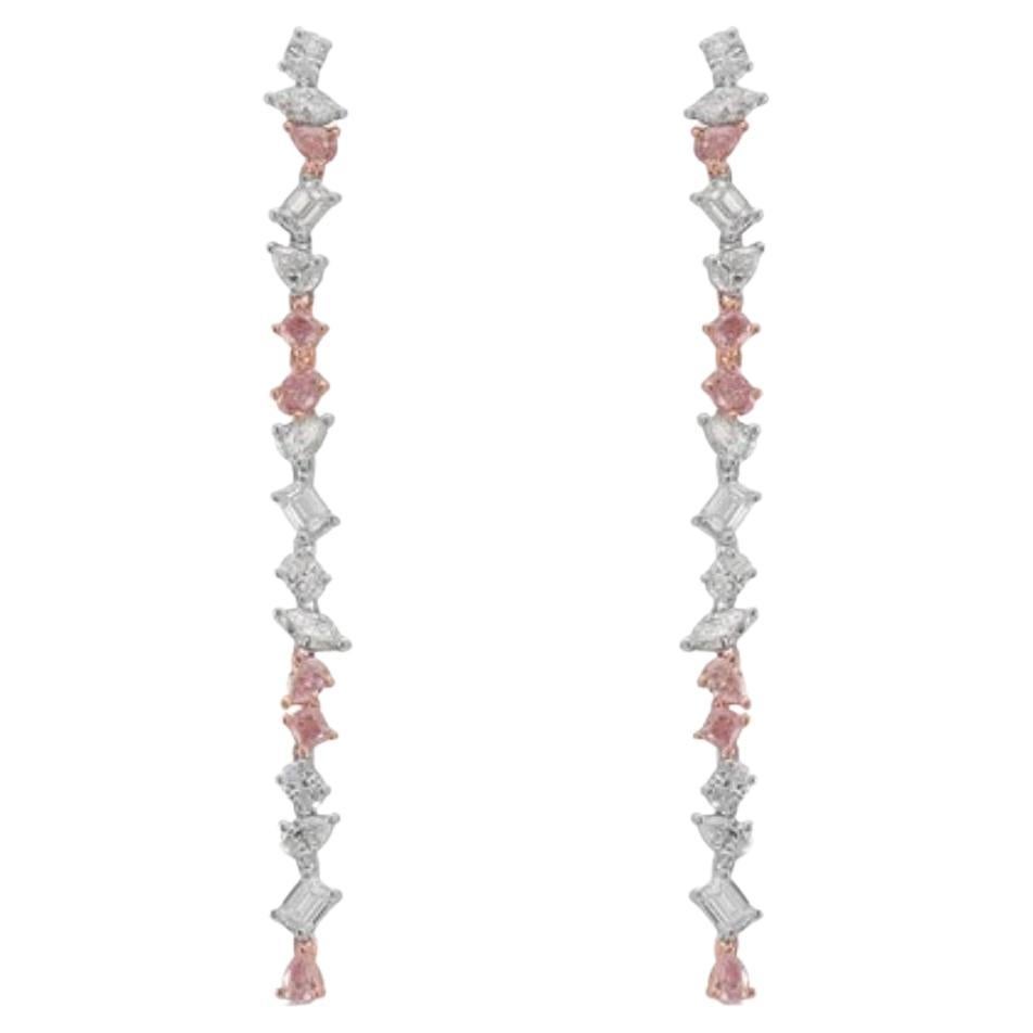 3.37 Carat Pink Diamond Drop Earrings For Sale