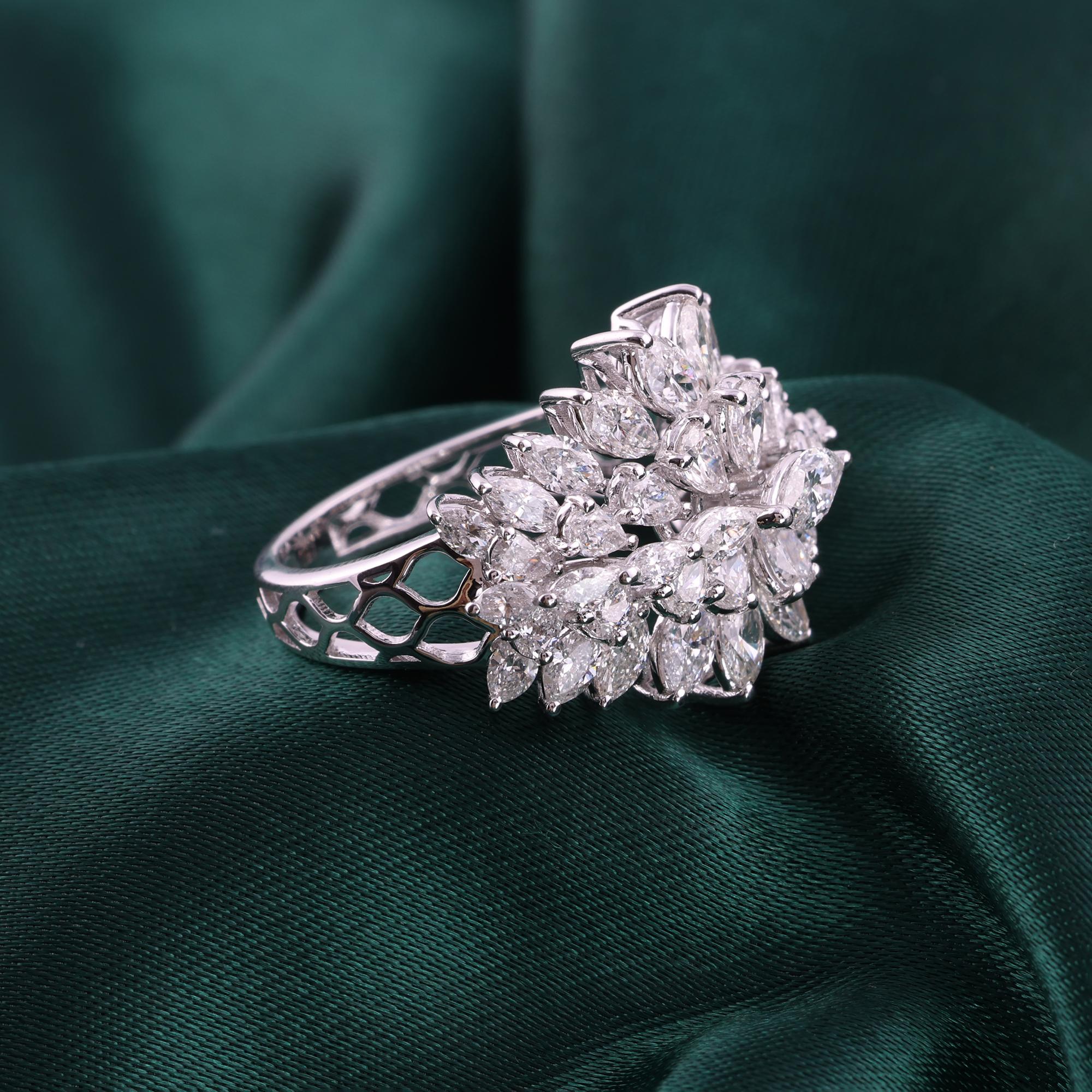 in vendita:  3,67 Carati SI Chiarezza HI Colore Diamante Sunburst Cluster Ring Oro Bianco 14 Karati 3