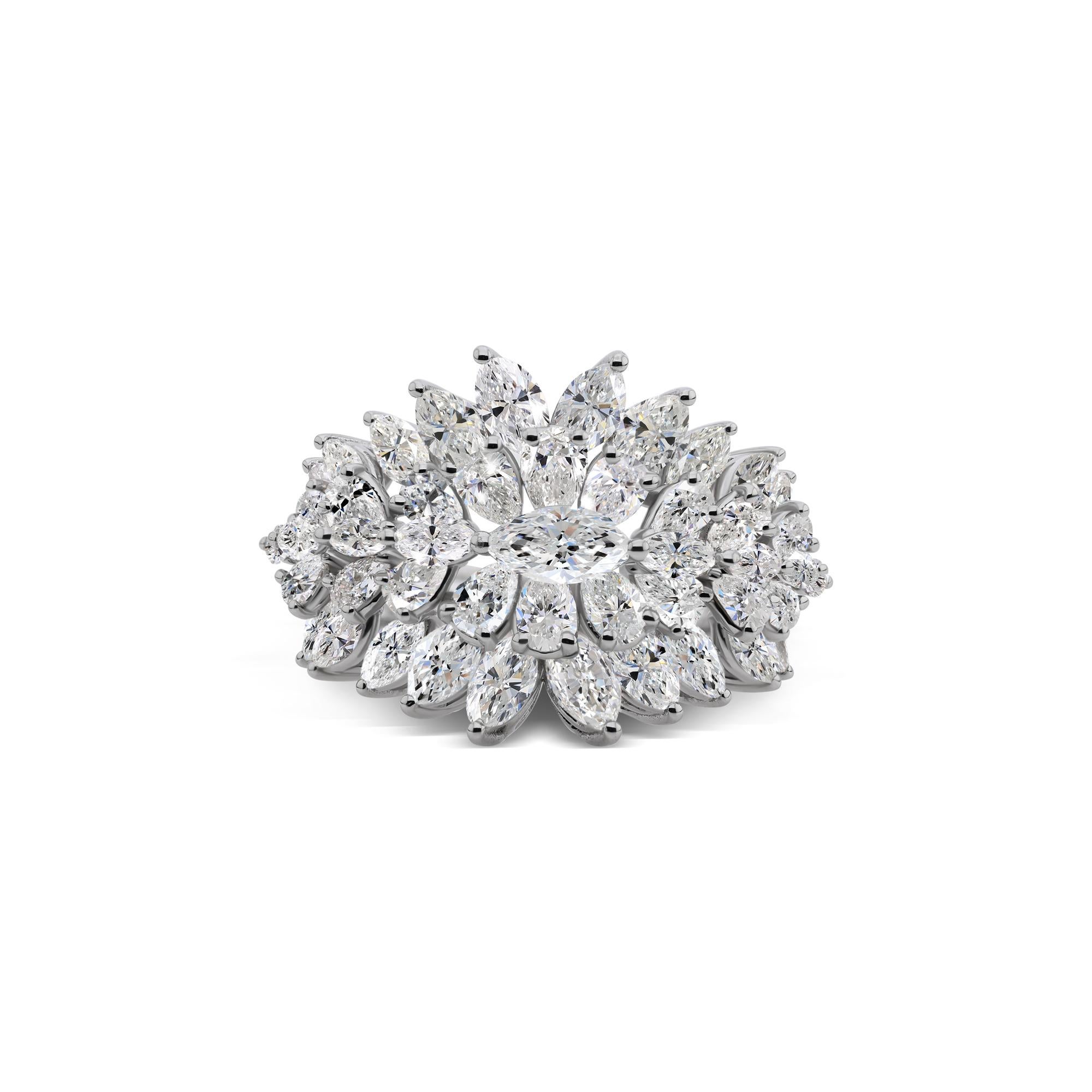 in vendita:  3,67 Carati SI Chiarezza HI Colore Diamante Sunburst Cluster Ring Oro Bianco 14 Karati 4