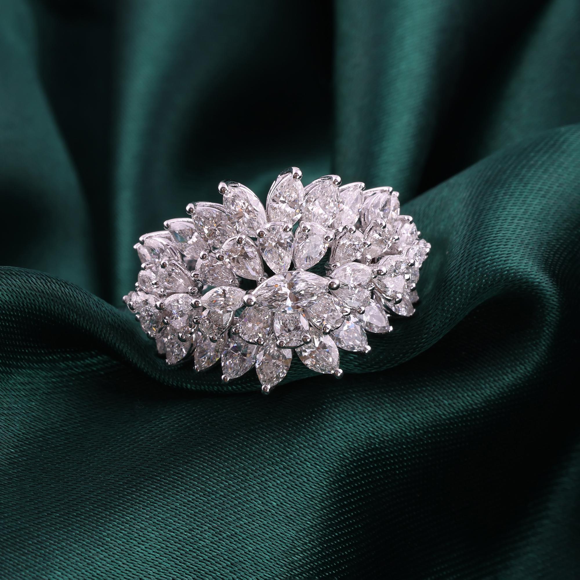 in vendita:  3,67 Carati SI Chiarezza HI Colore Diamante Sunburst Cluster Ring Oro Bianco 14 Karati 5