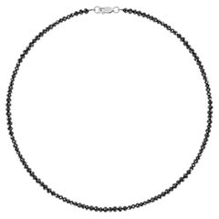 36.72 Carat Black Diamond Briolette Bead Necklace with 14K White Gold Clasp