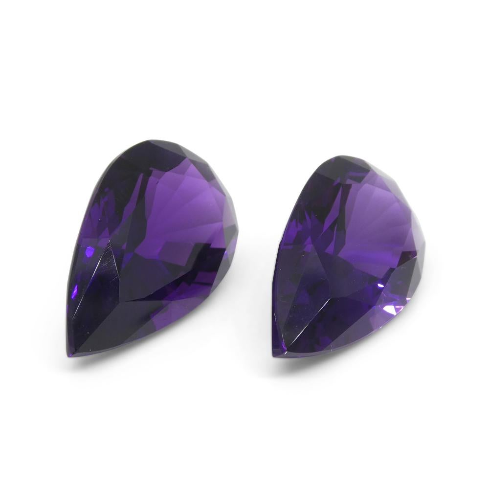 36.72ct Pair Pear Purple Amethyst from Uruguay For Sale 7