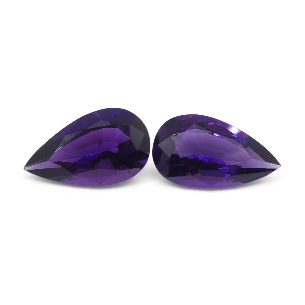 36.72ct Pair Pear Purple Amethyst from Uruguay For Sale 8