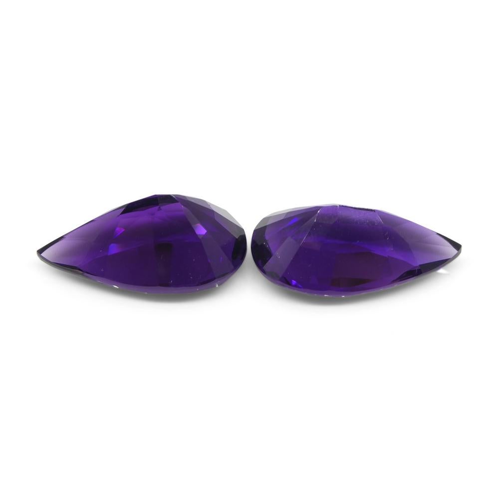 36.72ct Pair Pear Purple Amethyst from Uruguay In New Condition For Sale In Toronto, Ontario
