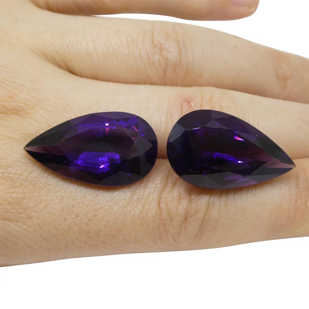36.72ct Pair Pear Purple Amethyst from Uruguay For Sale 1