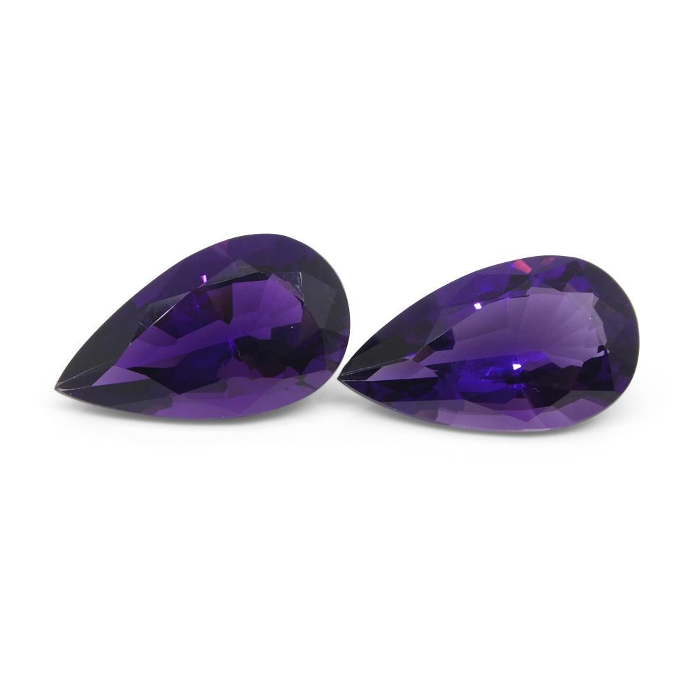 36.72ct Pair Pear Purple Amethyst from Uruguay For Sale 2