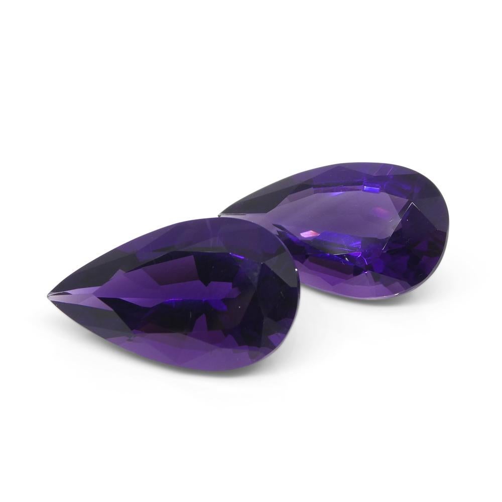 36.72ct Pair Pear Purple Amethyst from Uruguay For Sale 3