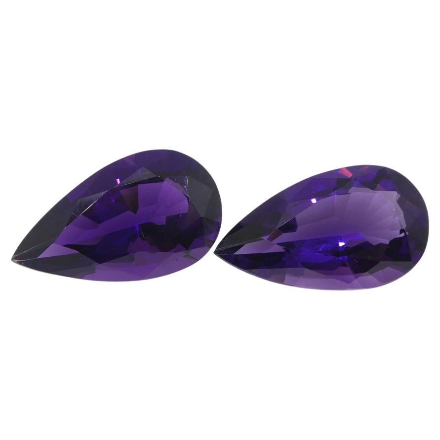 36.72ct Pair Pear Purple Amethyst from Uruguay For Sale