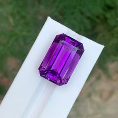 36.75 Carat Natural Loose Deep Purple Amethyst Emerald Shape Gemstone