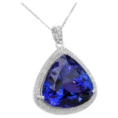 36.78ct Tanzanite & 0.70ct Diamonds, 18 Kt. White Gold, Necklace with Pendant