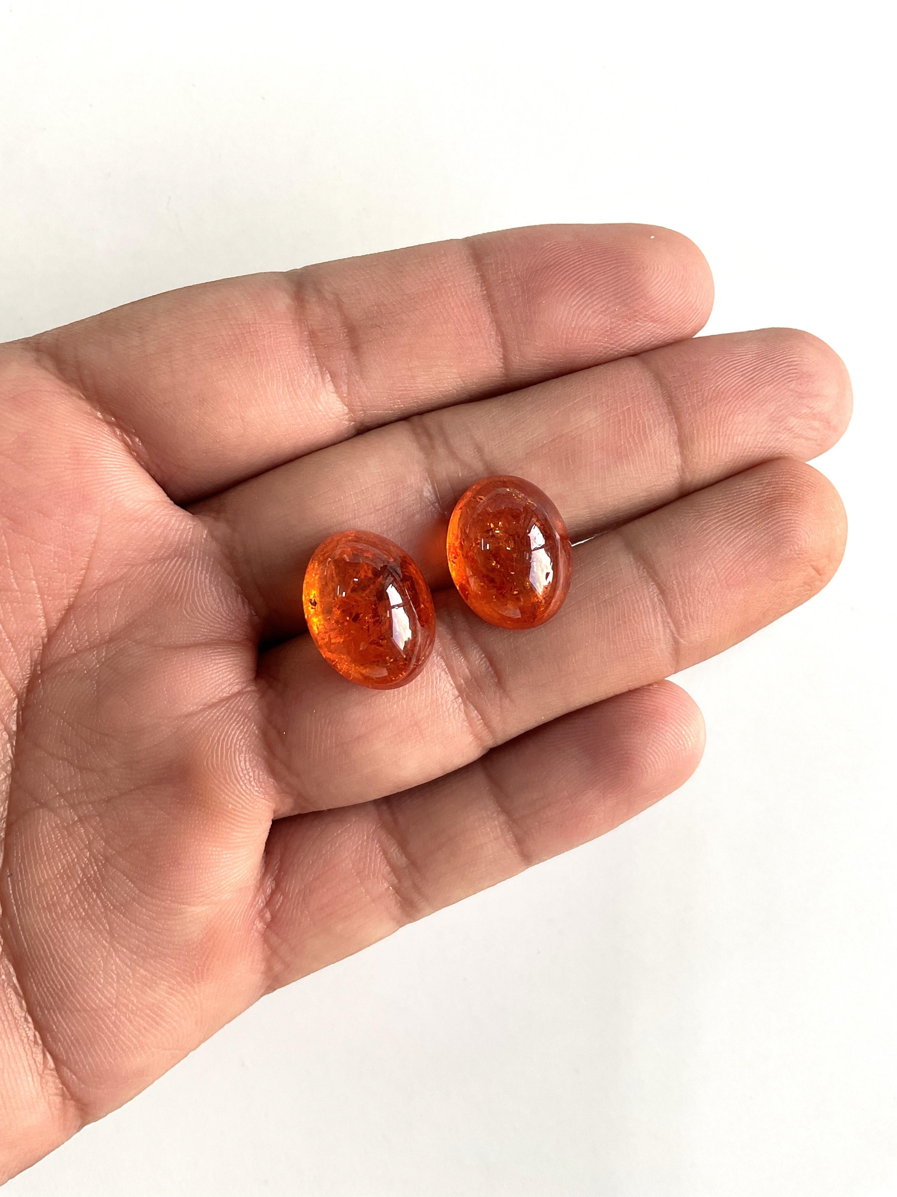 36.79 Carati di Granato Fanta Spessartite Cabochon ovale di qualità superiore Nature in vendita 3